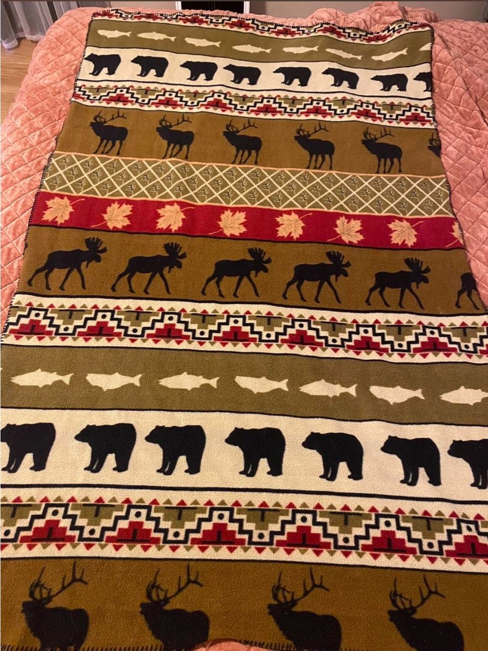 Vintage wildlife tapestry cabin throw blanket